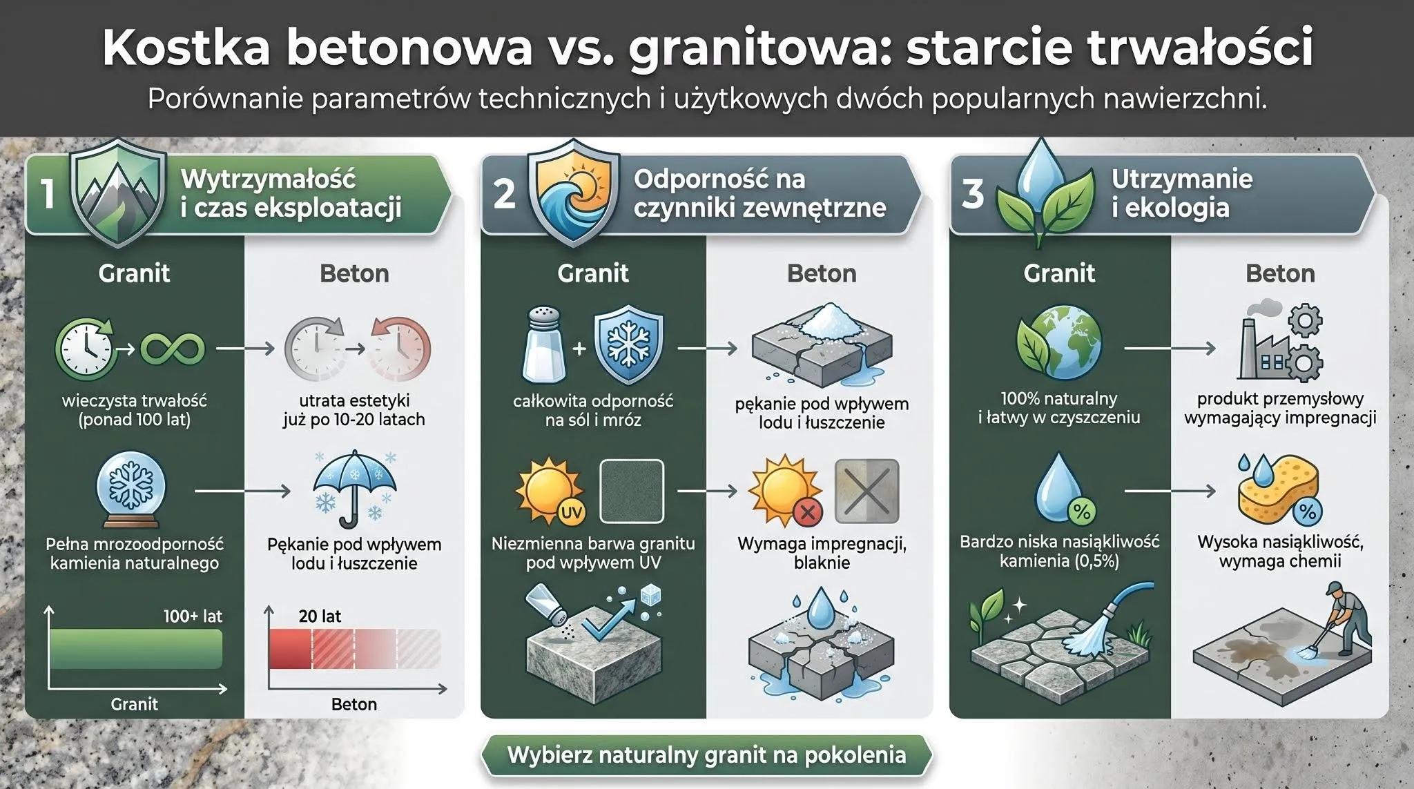 Kostka betonowa vs granitowa - starcie trwałości