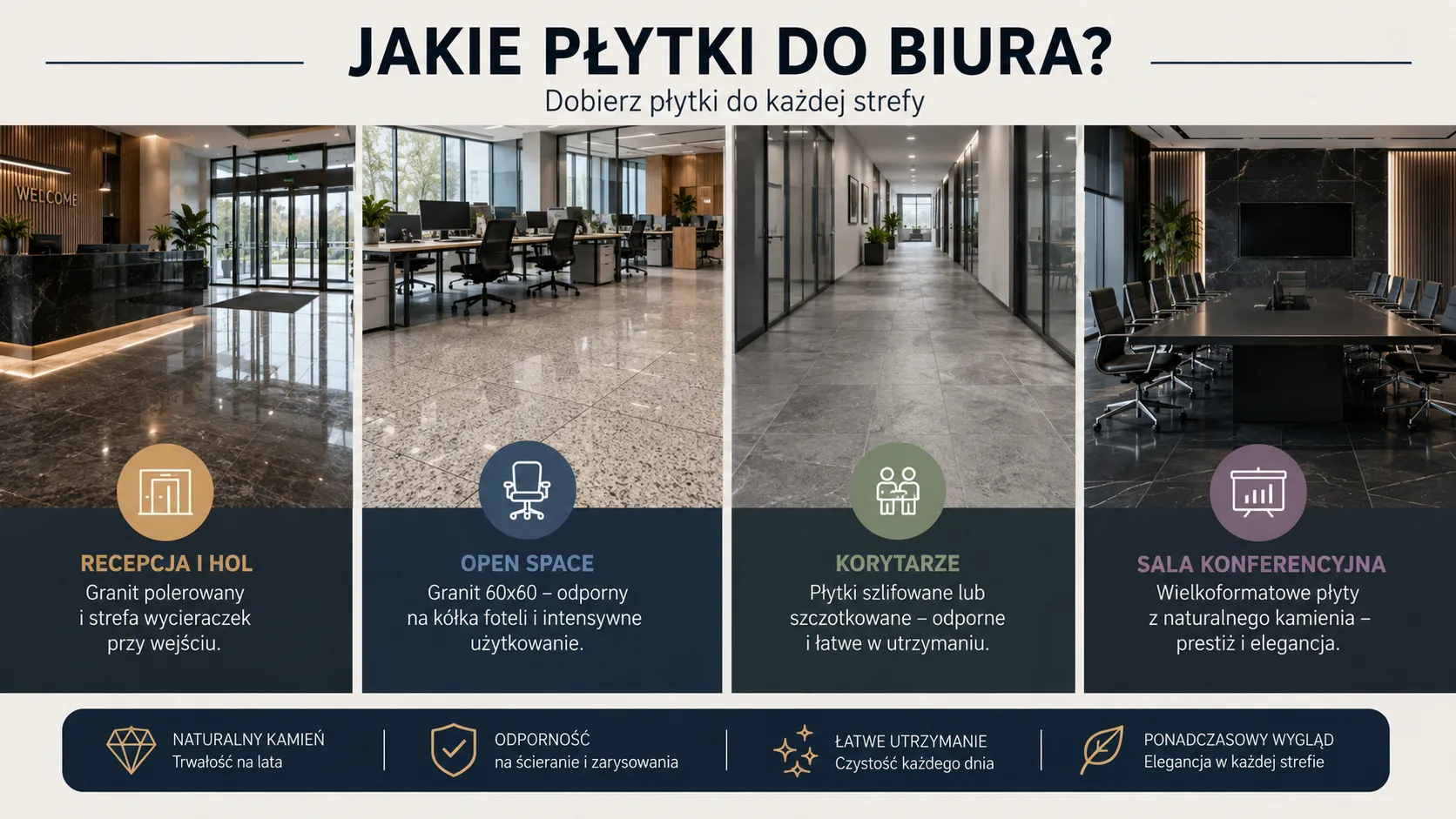 Jakie płytki do biura? Dobierz płytki do każdej strefy